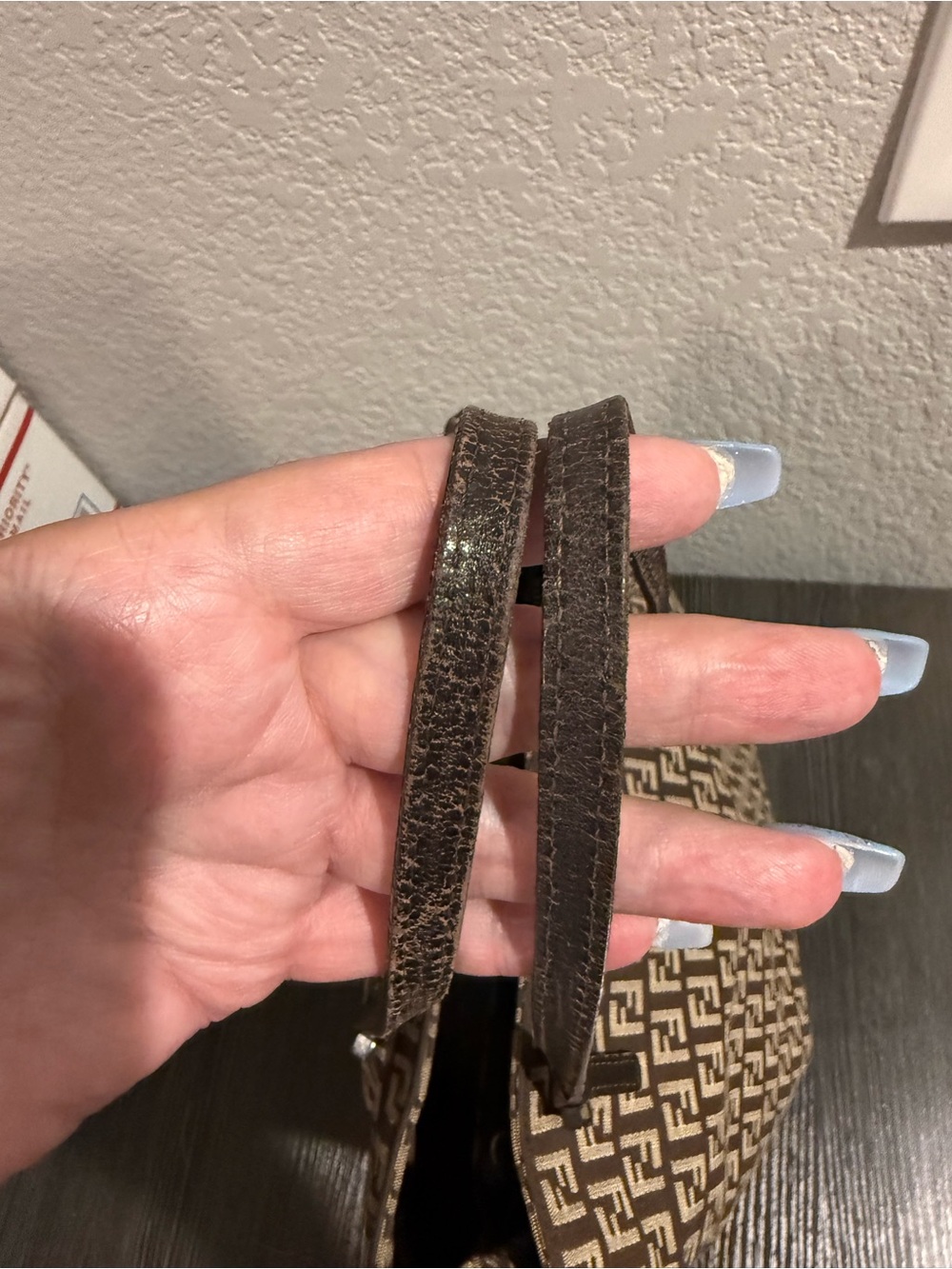 Fendi Brown Monogram Canvas and Leather Tote with Dark Brown Leather handles. - Picture 3 of 16